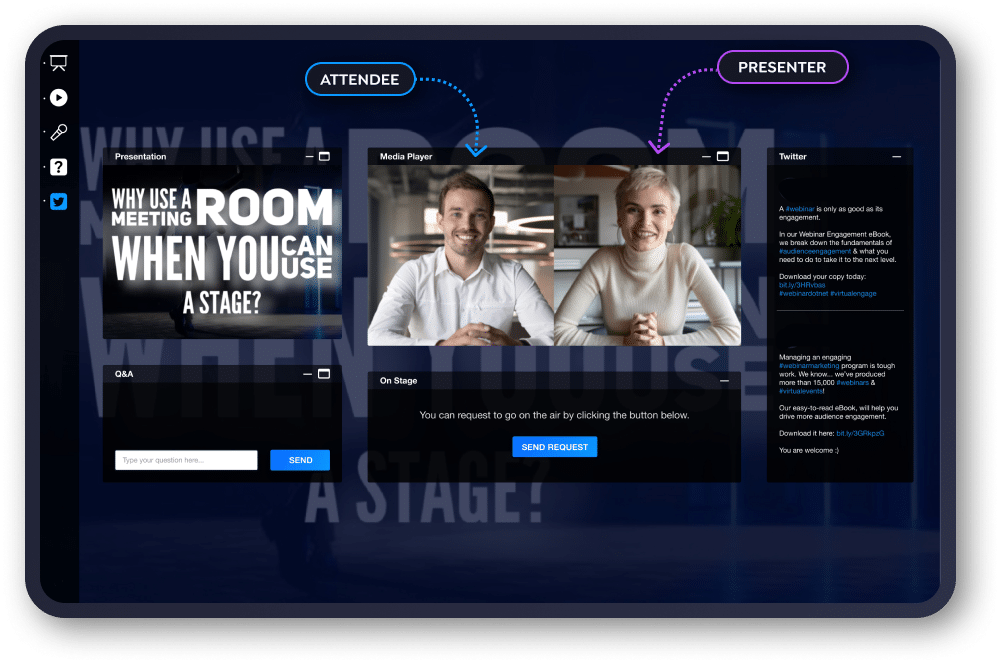 New inar Platform Feature Bring Attendees On Stage Communique