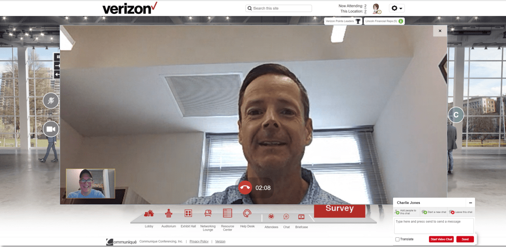 Virtual career fair video chat