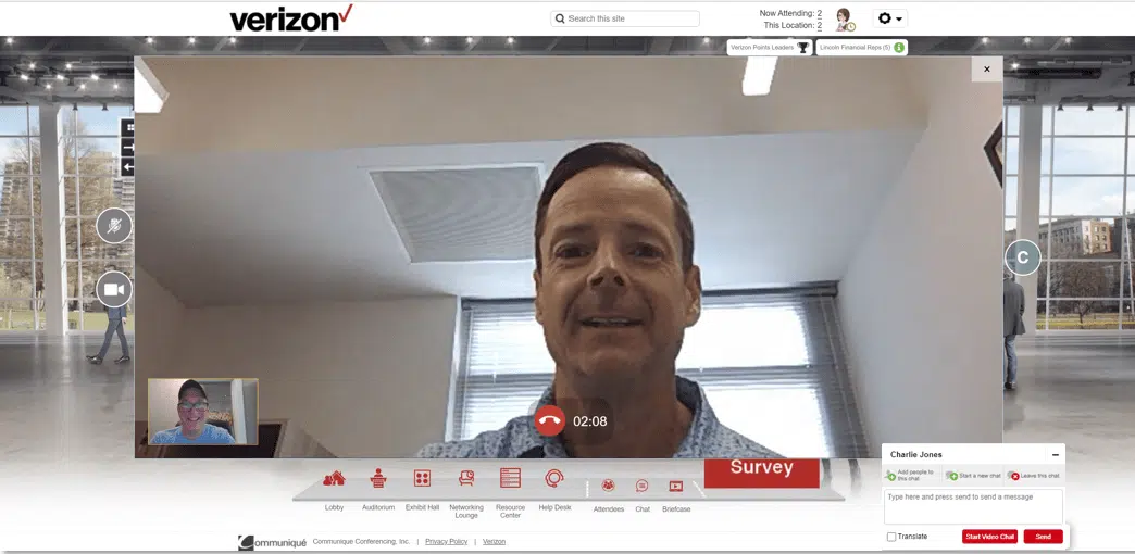 Virtual career fair video chat