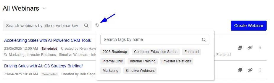 Webinar Tagging